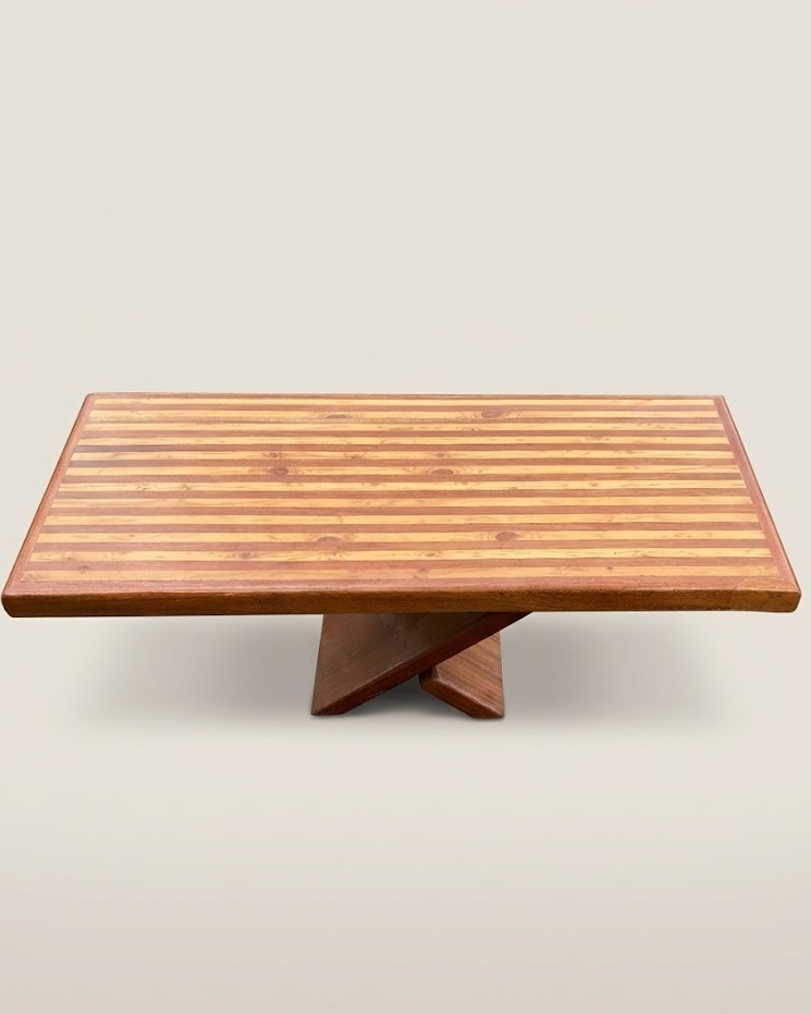 stiriped coffee table cross leg Kijito — handcrafted African furniture from Kenya