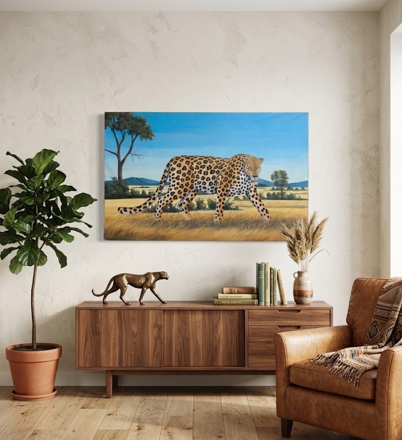 Leopard Art Paint Kijani Canvas — handcrafted African furniture from Kenya