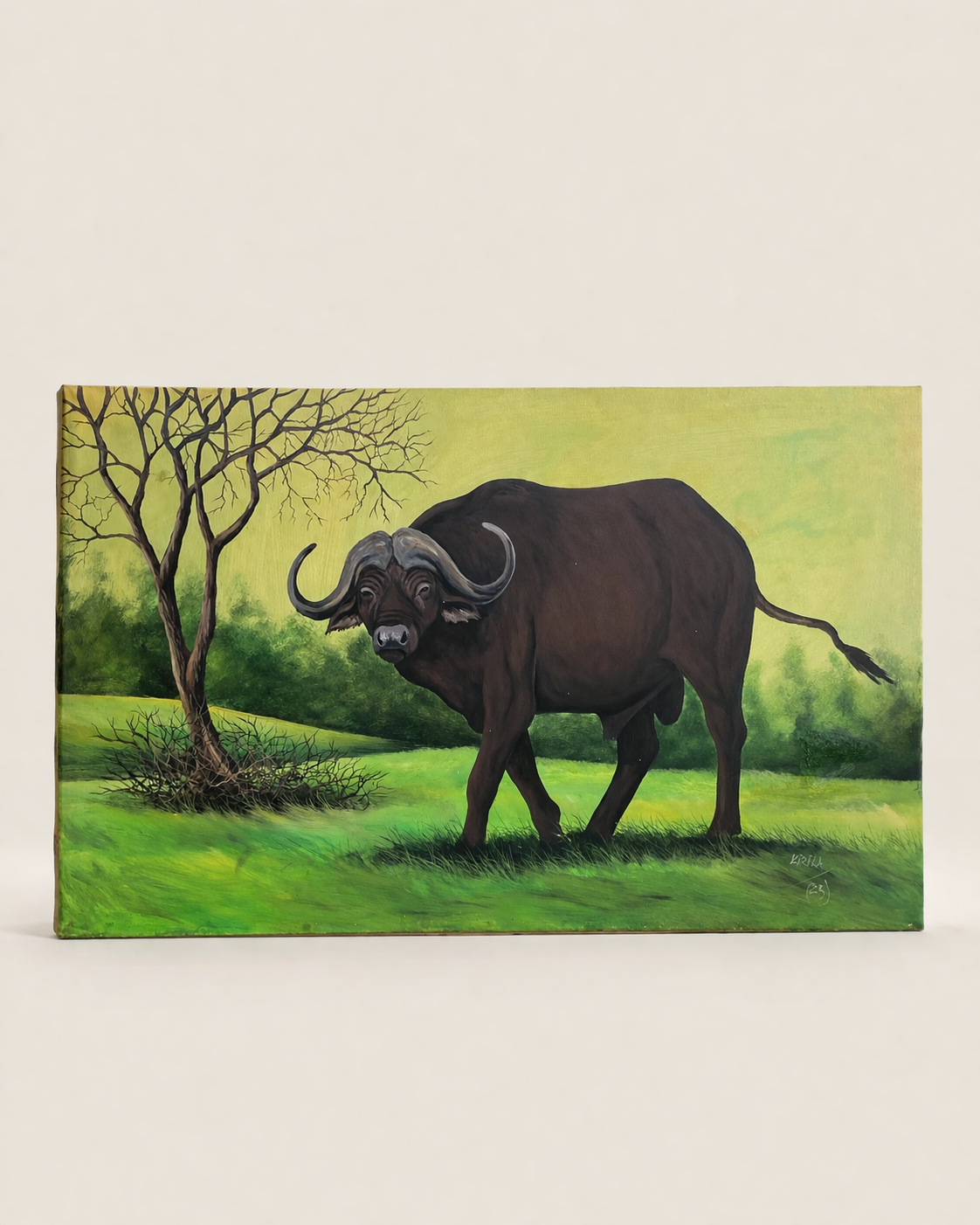 Buffalo Paint Engare Olchorro Canvas — handcrafted African furniture from Kenya