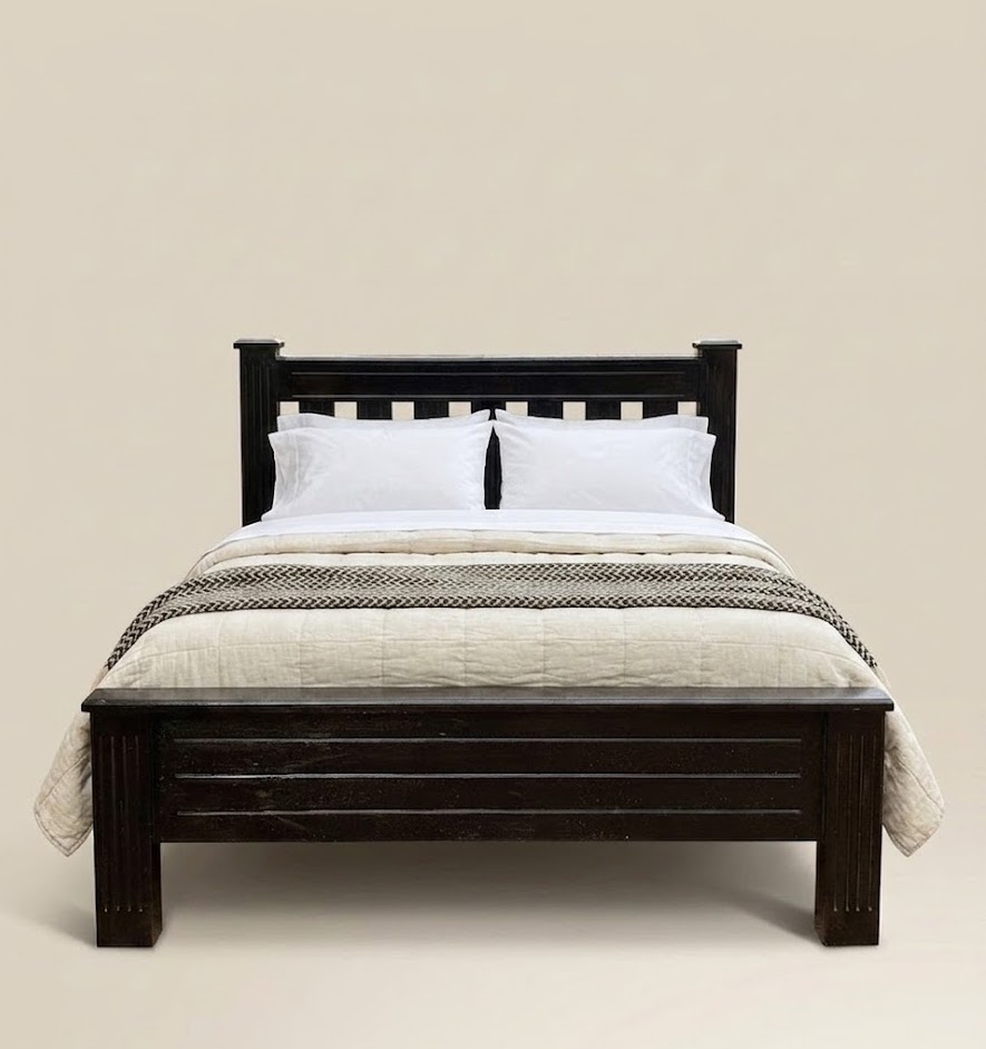 5by6 Black Bed Mvule Headboard Ngome — handcrafted African furniture from Kenya