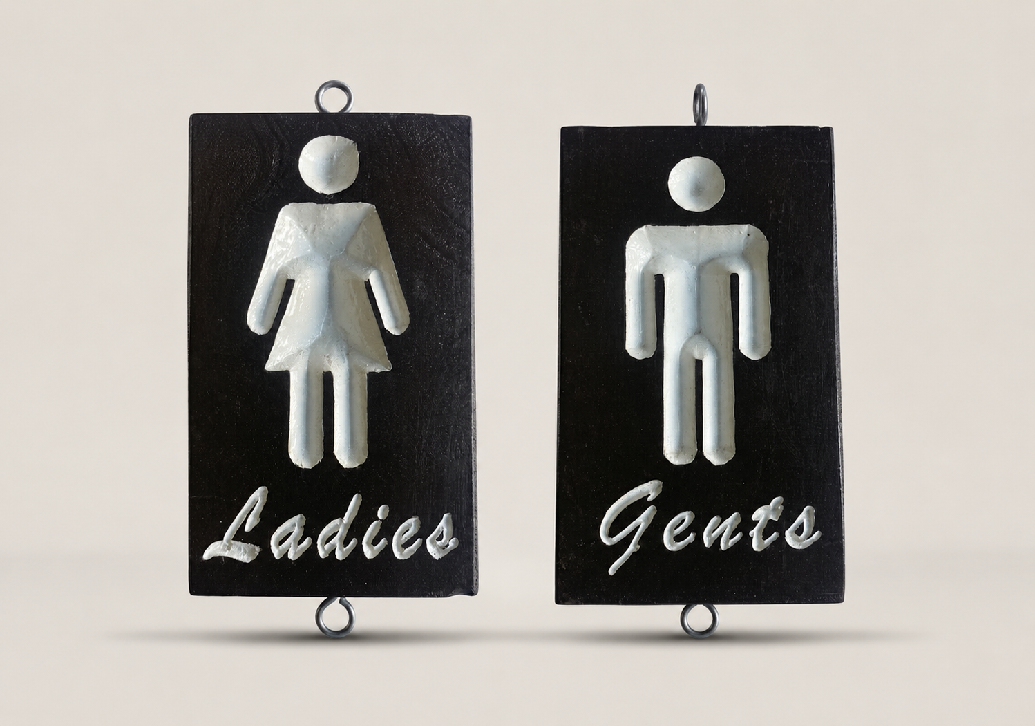 Dau Custom Restroom Signs — handcrafted African outdoor from Kenya