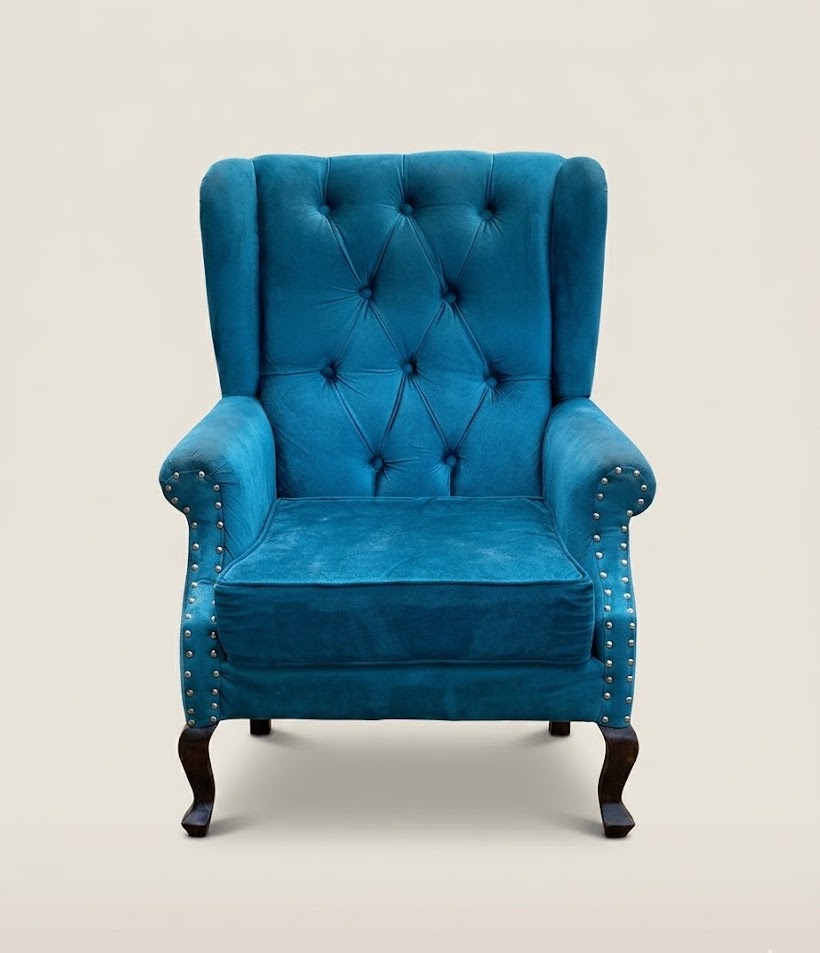 Saba Wingback Armchair – Kusi Velvet — handcrafted African furniture from Kenya