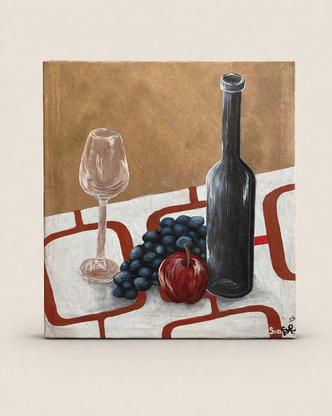 Still life painting with fruit and wine — handcrafted African furniture from Kenya