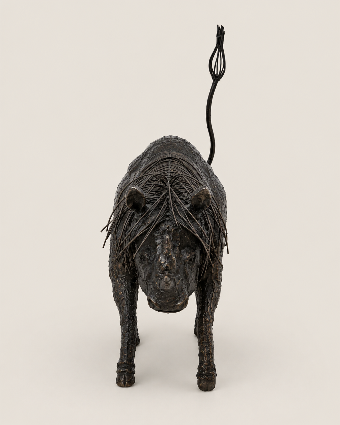 Bweka Rhino Sculpture — handcrafted African outdoor from Kenya