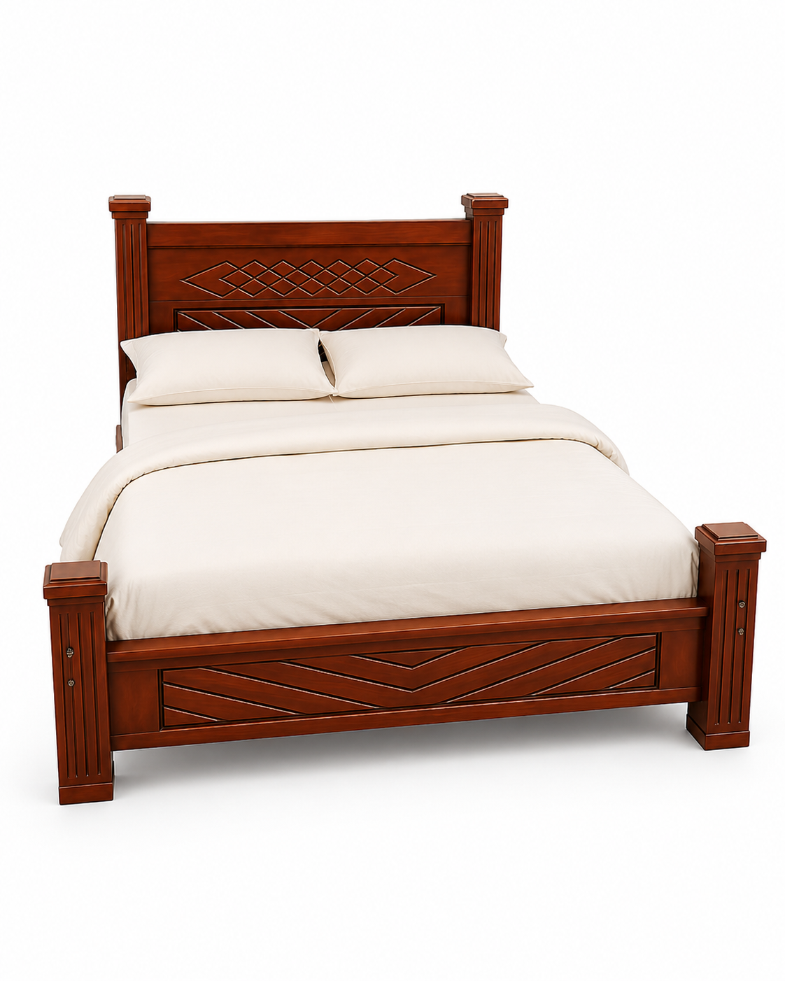 5 by 6 Bed Mlima Carved Frame — handcrafted African furniture from Kenya