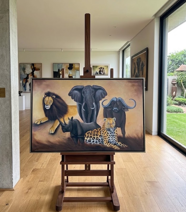 The Big Five: Kifaru Legacy Painting - Usiku Encounter — handcrafted African furniture from Kenya