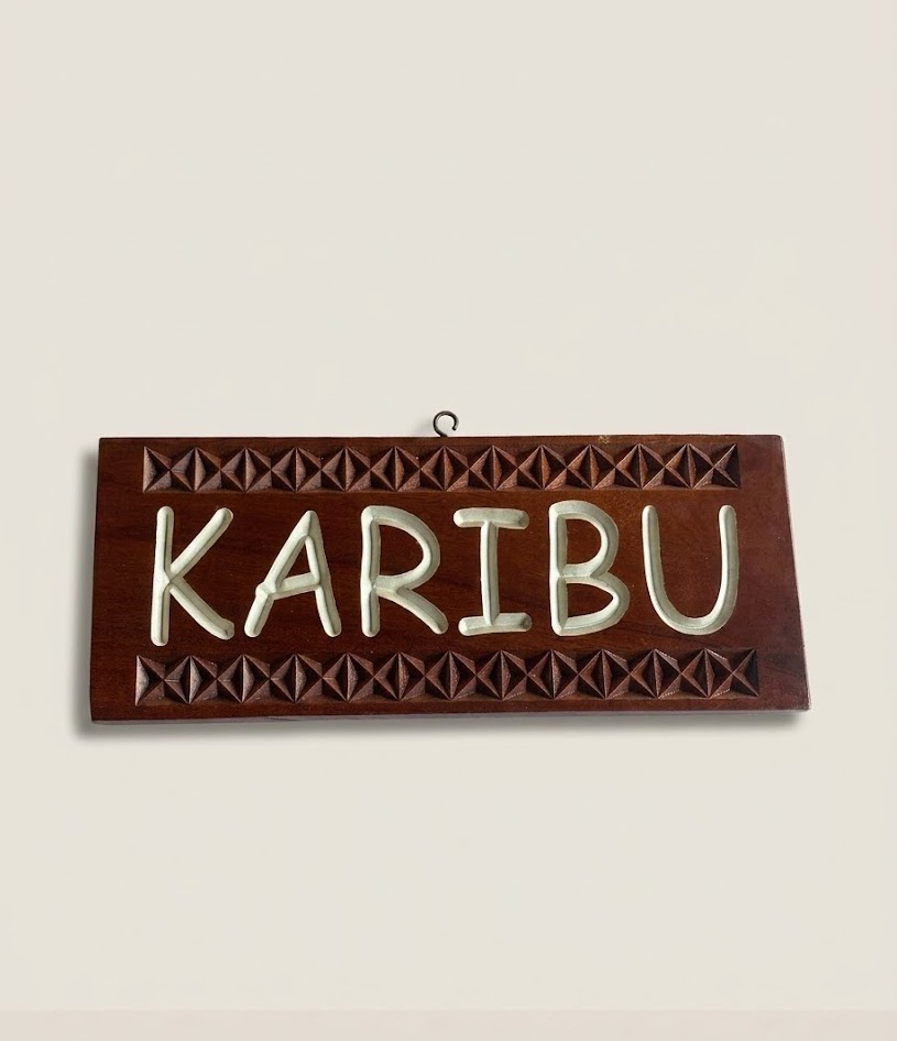 Bantu Welcome Plaque — handcrafted African outdoor from Kenya