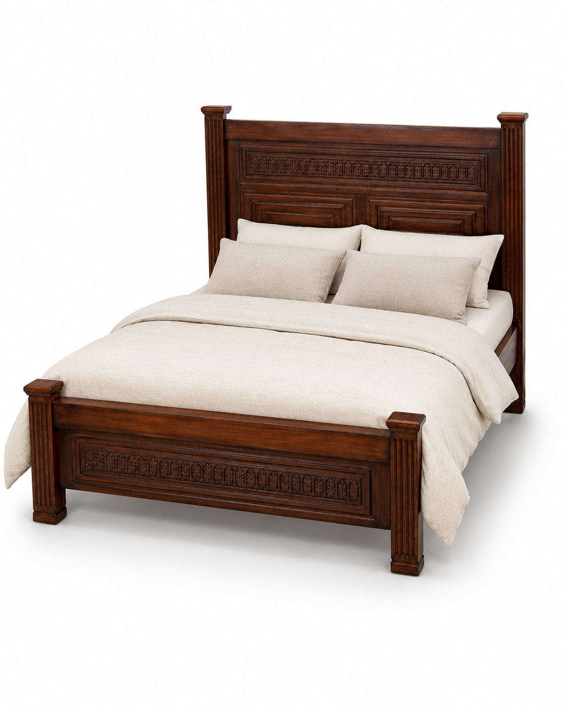 Dovya Carved Mahogany Bed — handcrafted African furniture from Kenya