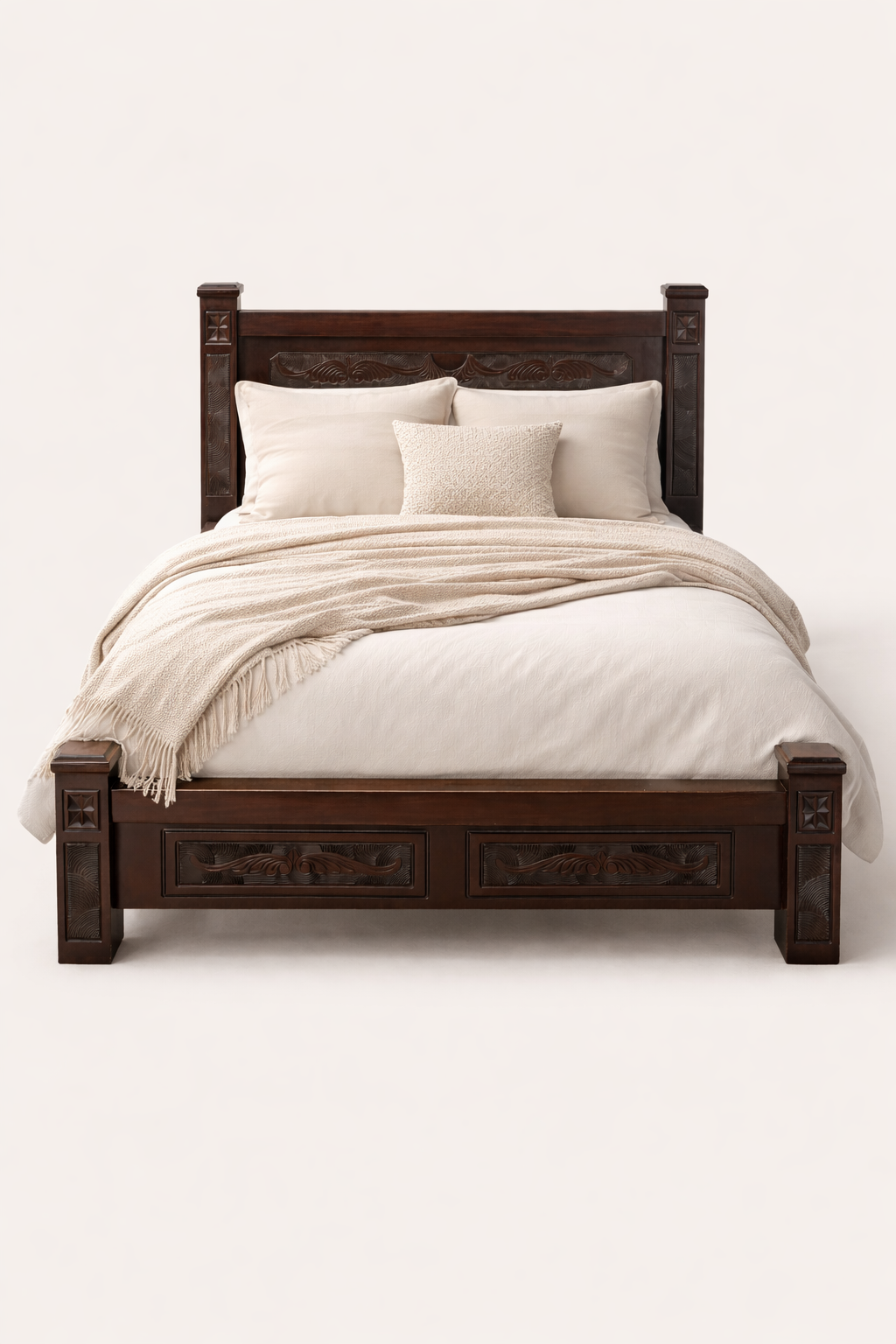 6by6 Bed Imani Carved Platform — handcrafted African furniture from Kenya