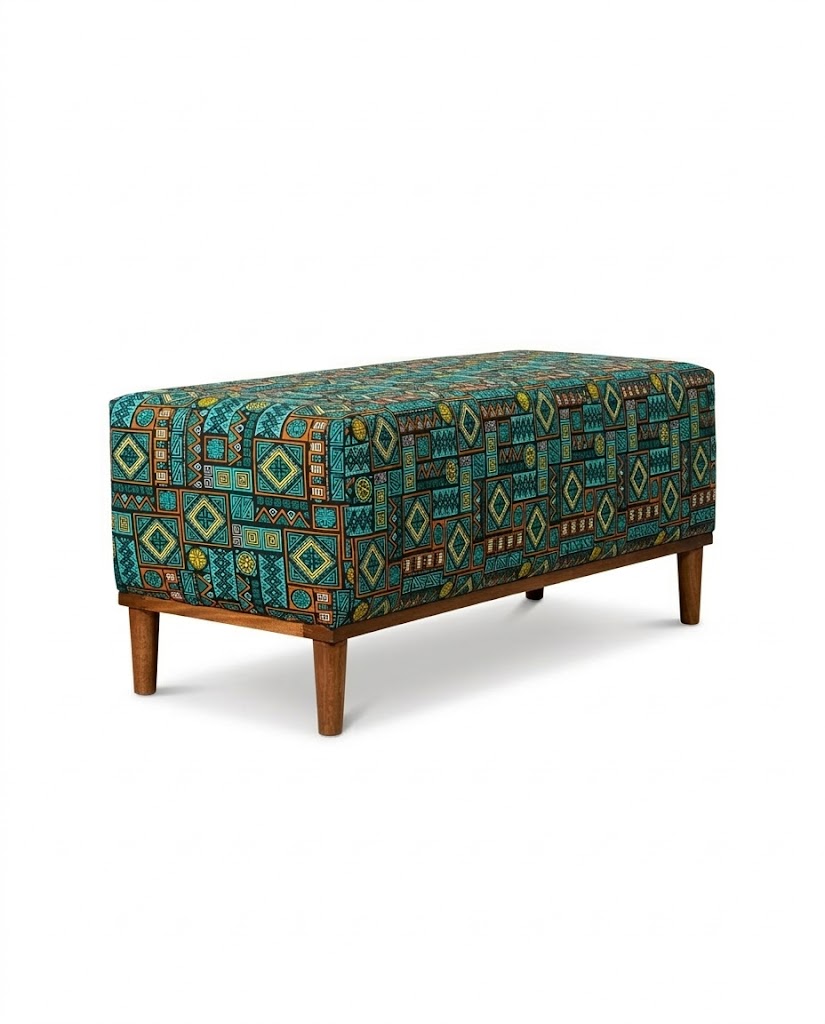 Mbingu Poof Bench, Upholstered — handcrafted African furniture from Kenya
