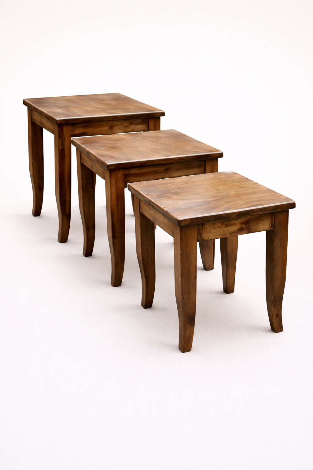 Jua Meru Oak Nest of Stools — handcrafted African furniture from Kenya