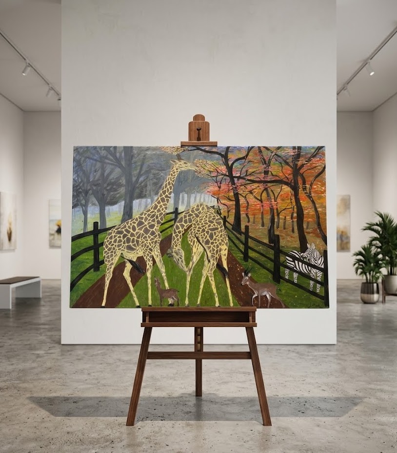 Giraffe (Paint) Mwezi Canvas — handcrafted African furniture from Kenya