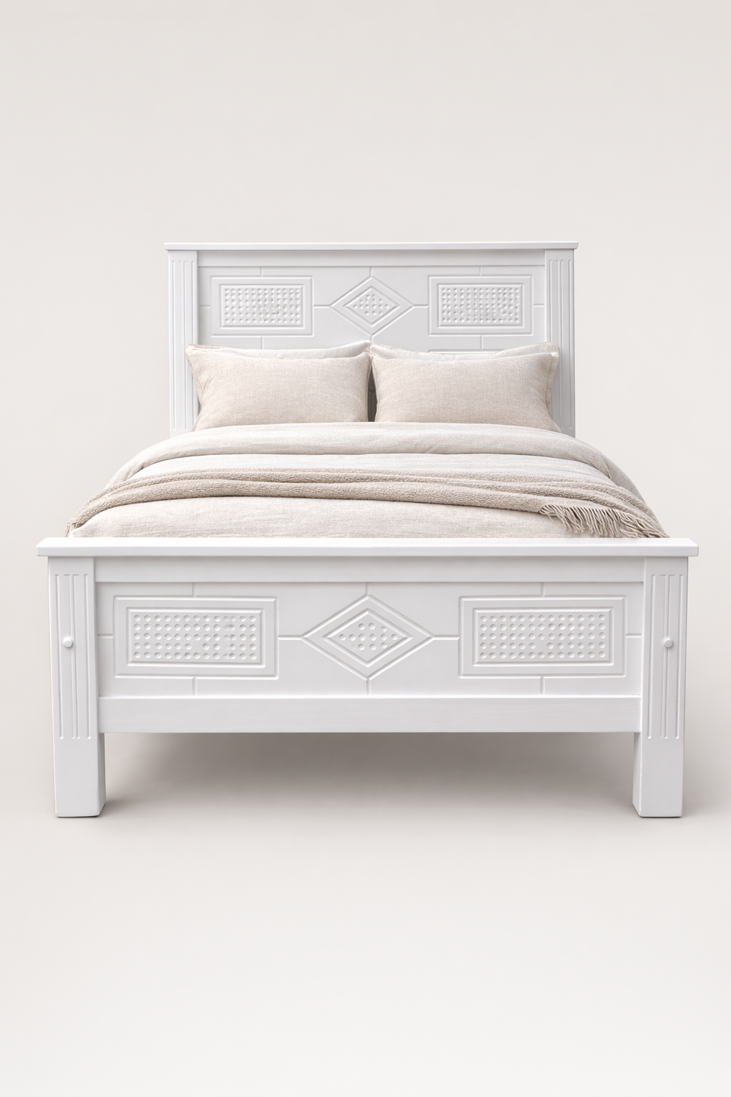 Mvule 4 by 6 bed Mahogany Carved — handcrafted African furniture from Kenya