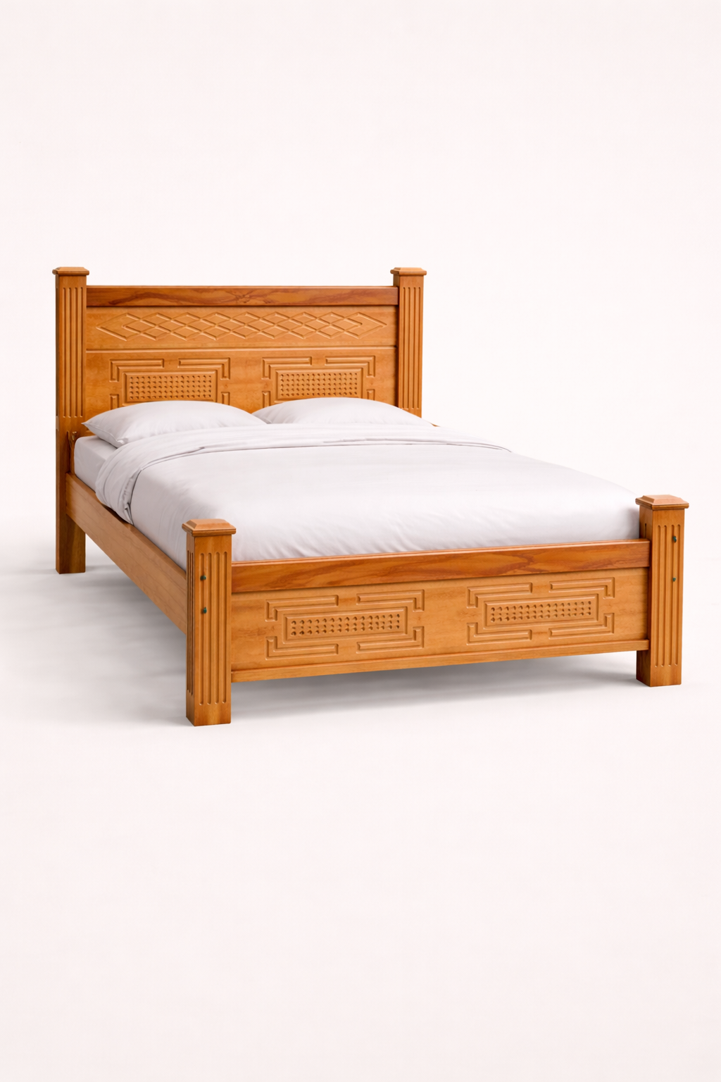 Jua Carved Mahogany Bed — handcrafted African furniture from Kenya