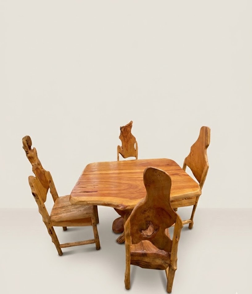 Kikonde Custom 4 Seater Dining Set — handcrafted African furniture from Kenya