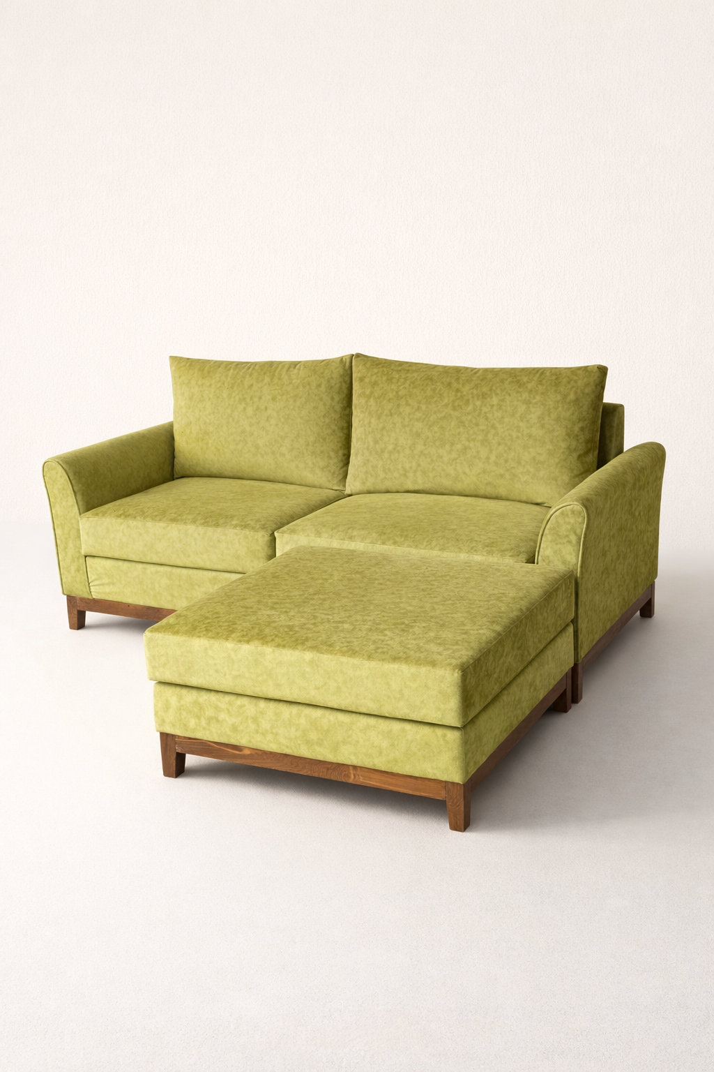 Green 2 Seater Sofa "Nandi" Chaise — handcrafted African furniture from Kenya