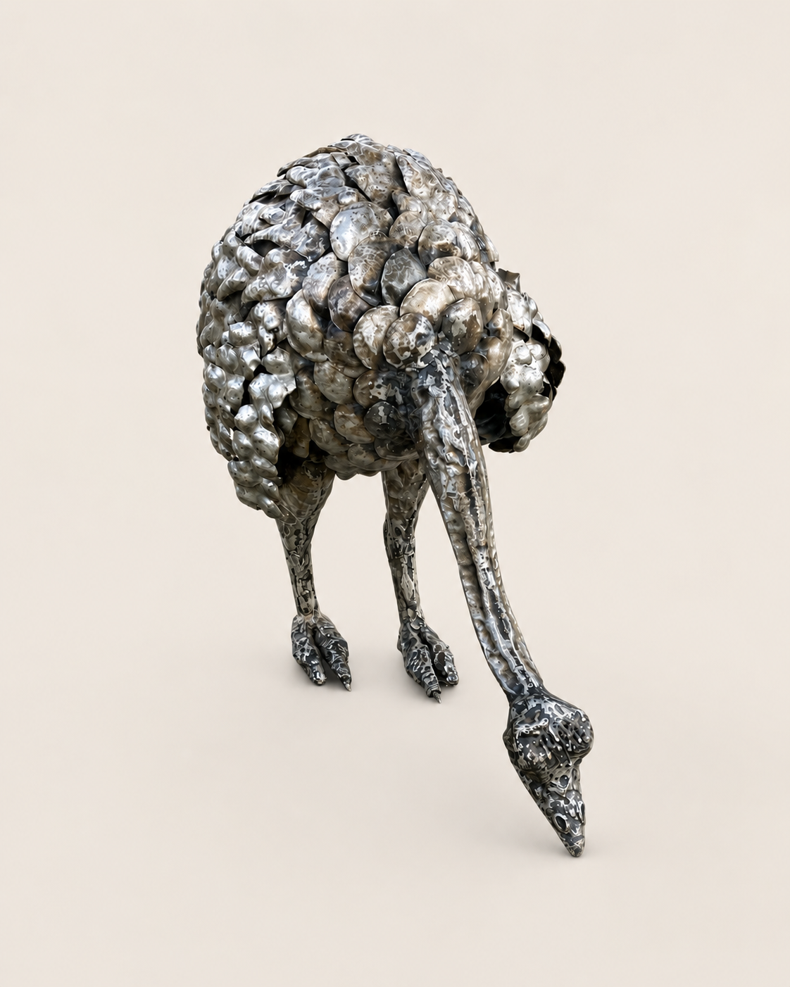Bafuni Ostrich Sculpture — handcrafted African outdoor from Kenya