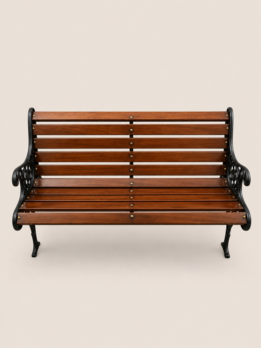 Chechezo Cast Iron & Teak Bench — handcrafted African outdoor from Kenya