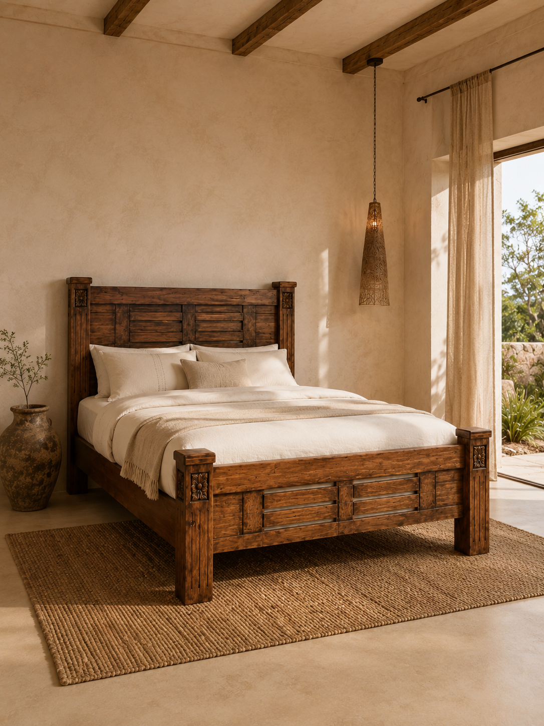 5 by 6 Zeben White Oak Bed — handcrafted African furniture from Kenya